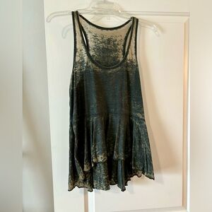 Free people army green fit and flare tank top